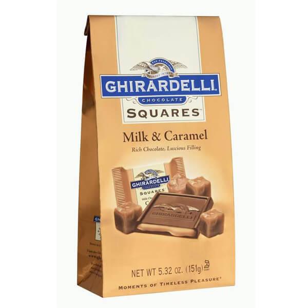 Ghirardelli Milk Chocolate Squares with Caramel Filling 5-Ounce Bags: 6-Piece Box - Candy Warehouse