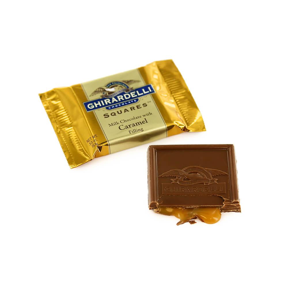 Ghirardelli Milk Chocolate with Caramel Filling Squares: 50-Piece Box - Candy Warehouse