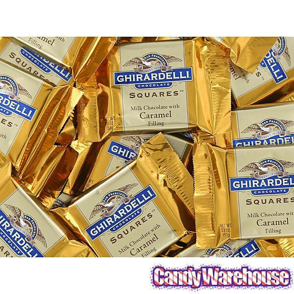 Ghirardelli Milk Chocolate with Caramel Filling Squares: 50-Piece Box - Candy Warehouse