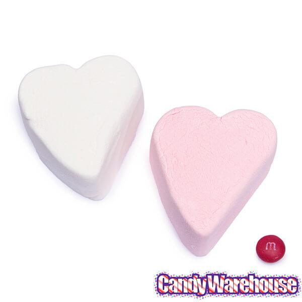 Giant Pink & White Marshmallow Hearts: 30-Piece Bag - Candy Warehouse