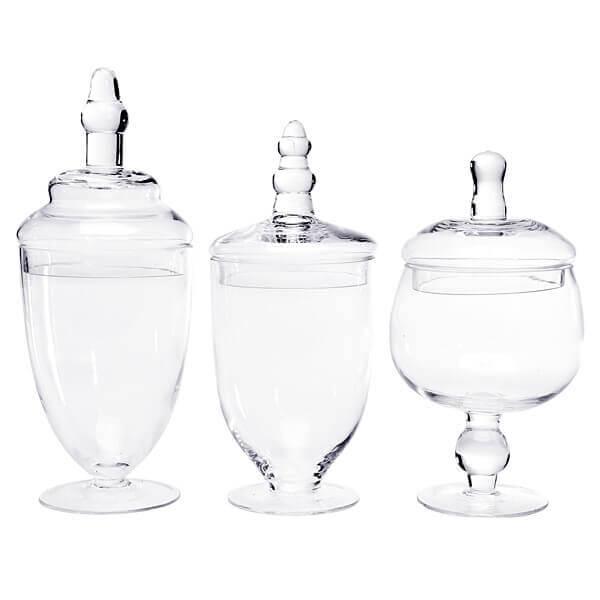 Glass Candy Jars with Lids - 6-Inch: 3-Piece Set - Candy Warehouse