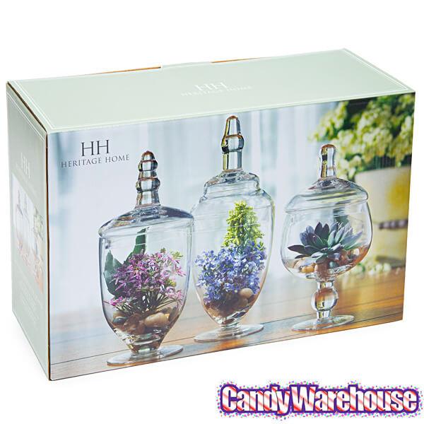 Glass Candy Jars with Lids - 6-Inch: 3-Piece Set - Candy Warehouse