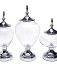 Glass Candy Jars with Silver Lids: 3-Piece Set