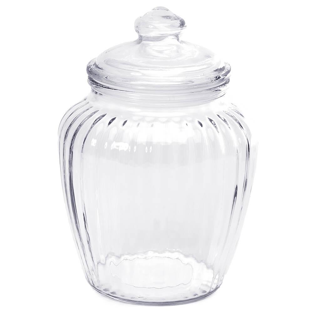 Glass Optic 60-Ounce Candy Jar with Glass Lid - Candy Warehouse