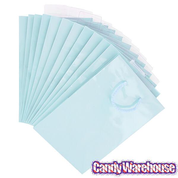 Glossy Candy Bags with Handles - Caribbean Blue: 12-Piece Pack - Candy Warehouse