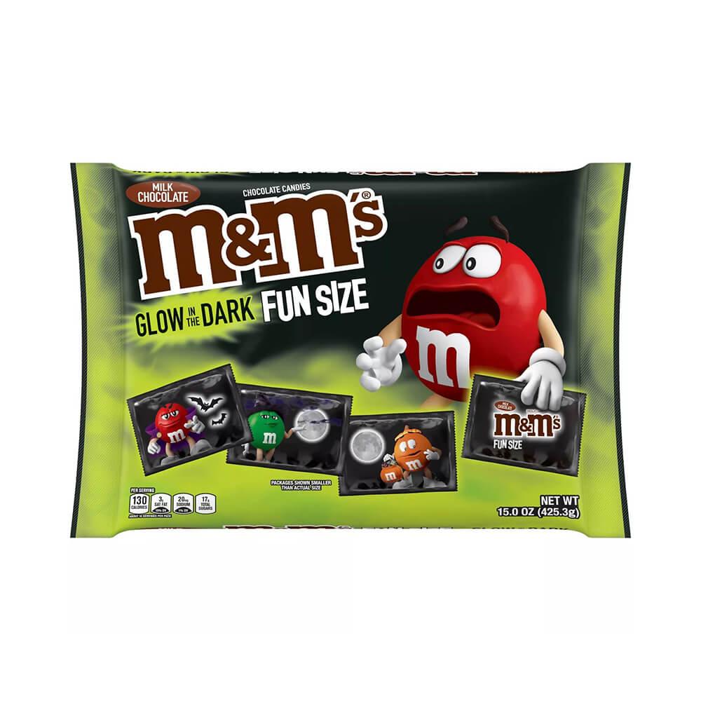 Glow in the Dark Halloween M&M's Candy Fun Size Packs: 15-Ounce Bag - Candy Warehouse