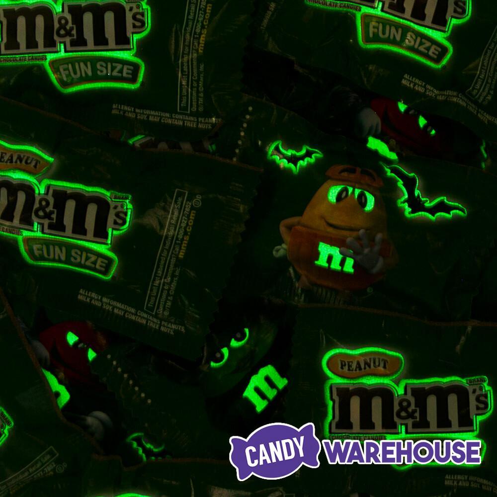 Glow in the Dark Halloween Peanut M&M's Candy Fun Size Packs: 15-Ounce Bag - Candy Warehouse