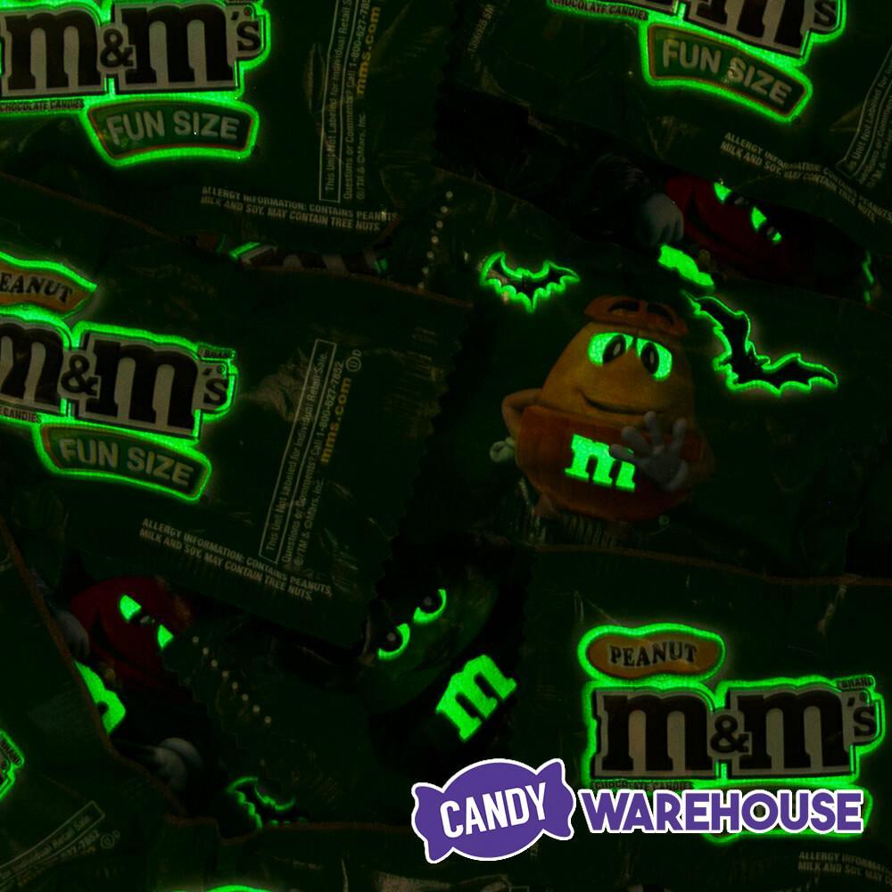 Glow in the Dark Halloween Peanut M&M's Candy Fun Size Packs: 15-Ounce Bag