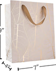 Leaf Design Golden 12.5"X10.25"X4.75" Gift Bags 12 Pack