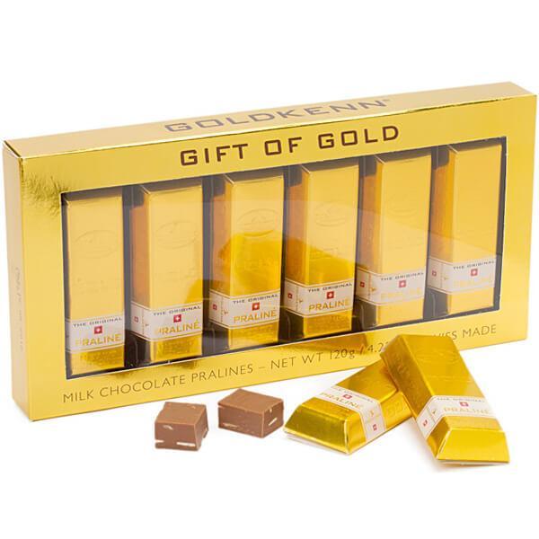 Goldkenn Milk Chocolate Pralines Mini Gold Bars: 6-Piece Gift Box - Candy Warehouse