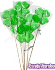 Green Shamrock 4-Leaf Clover Lollipops: 12-Piece Bag - Candy Warehouse