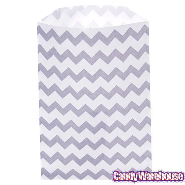 Grey Chevron Stripe Candy Bags: 25-Piece Pack - Candy Warehouse