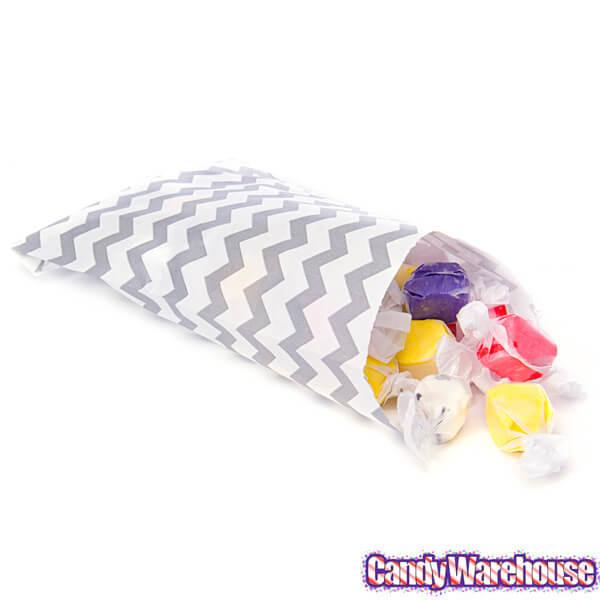 Grey Chevron Stripe Candy Bags: 25-Piece Pack - Candy Warehouse