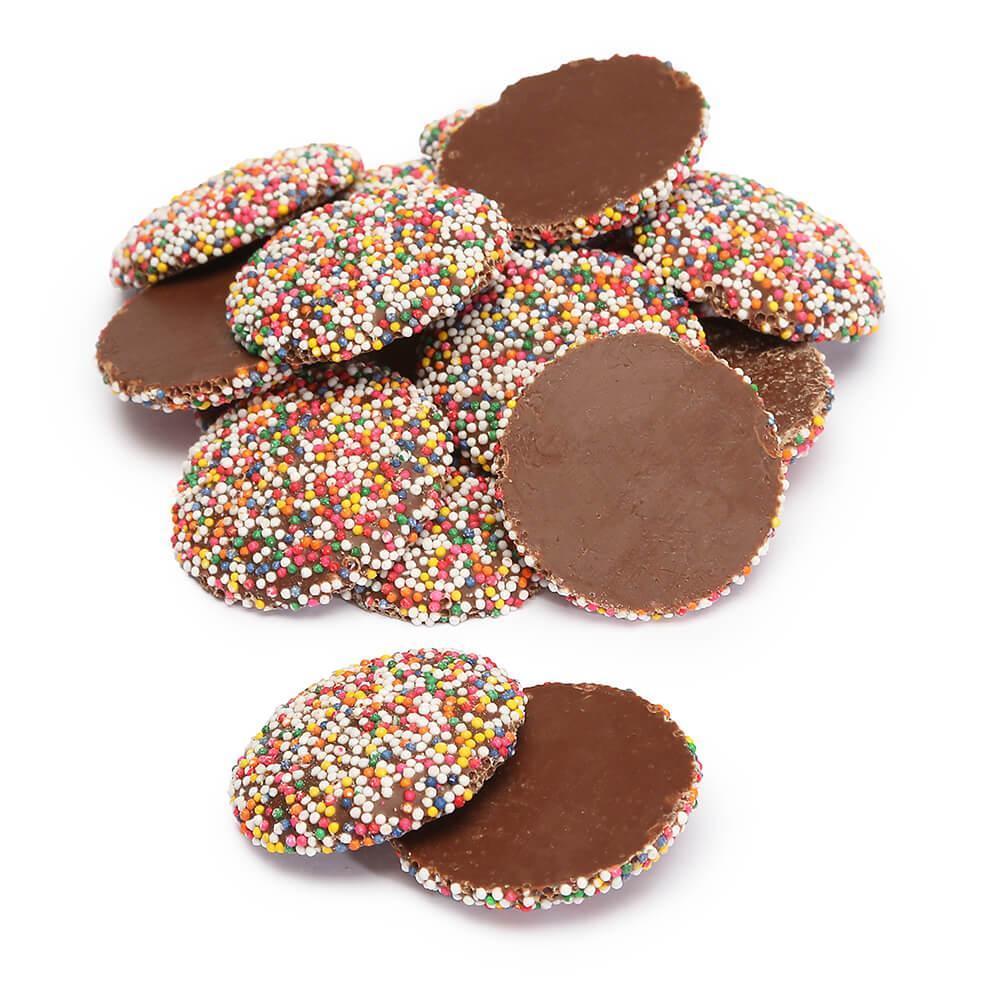 Guittard Milk Chocolate Wafers with Colored Nonpareils: 5LB Bag - Candy Warehouse