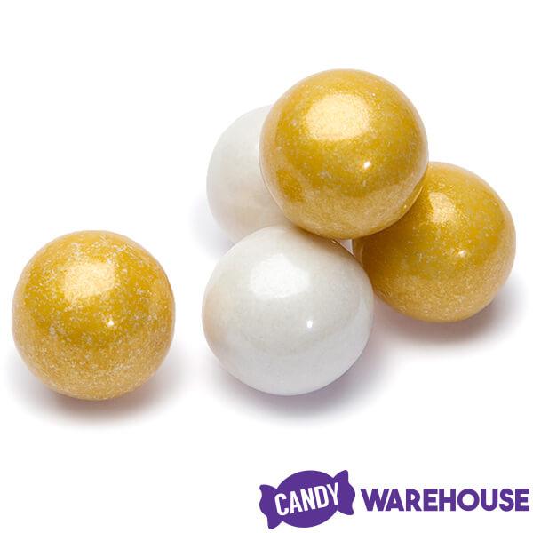 Gumballs Color Combo - Gold and White: 4LB Box - Candy Warehouse