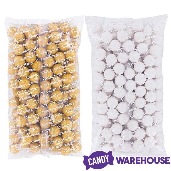 Gumballs Color Combo - Gold and White: 4LB Box - Candy Warehouse