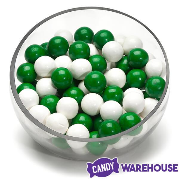 Gumballs Color Combo - Green and White: 4LB Box - Candy Warehouse