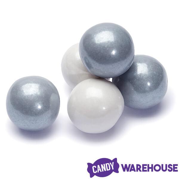 Gumballs Color Combo - Silver and White: 4LB Box - Candy Warehouse