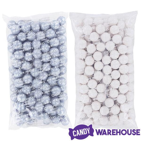 Gumballs Color Combo - Silver and White: 4LB Box - Candy Warehouse