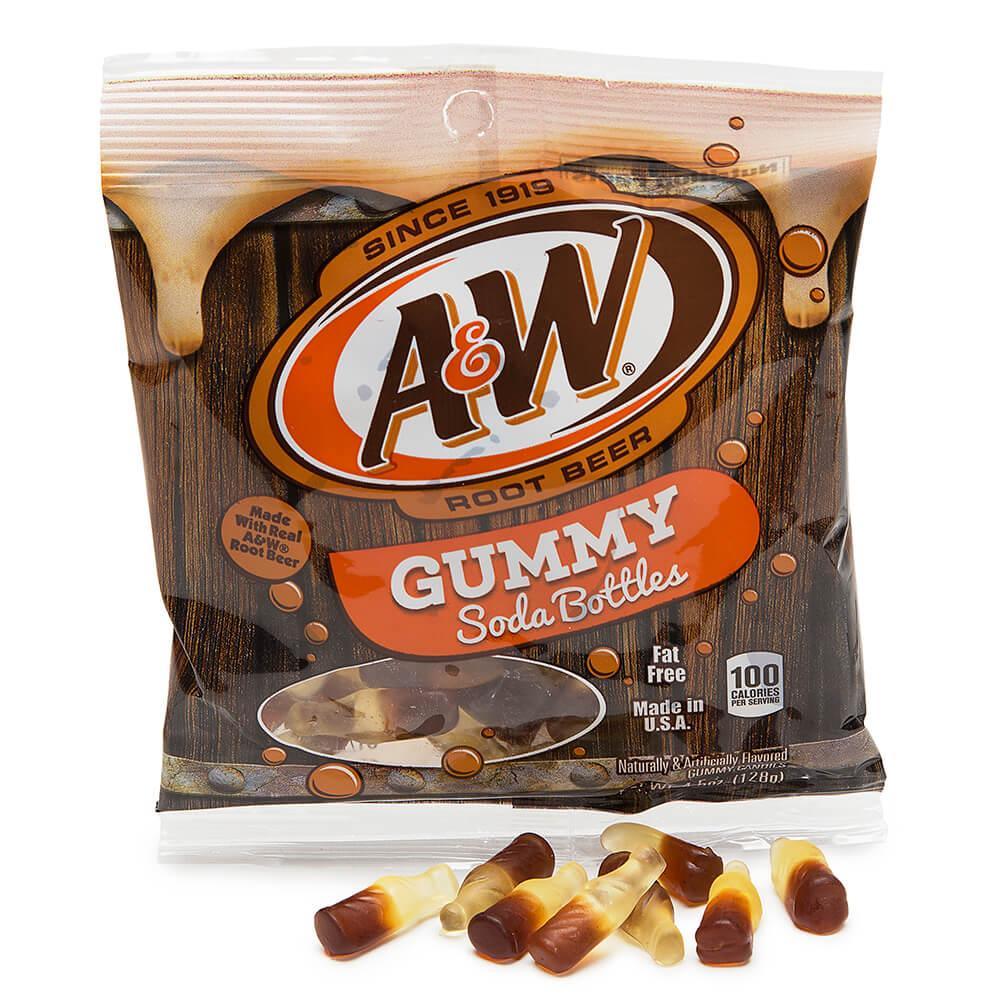 Gummy Soda Bottles Candy Bags - A&W Root Beer: 6-Piece Display - Candy Warehouse