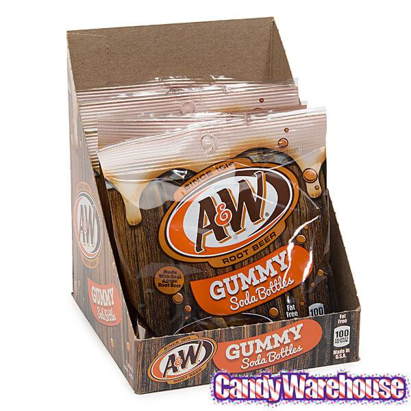 Gummy Soda Bottles Candy Bags - A&W Root Beer: 6-Piece Display - Candy Warehouse