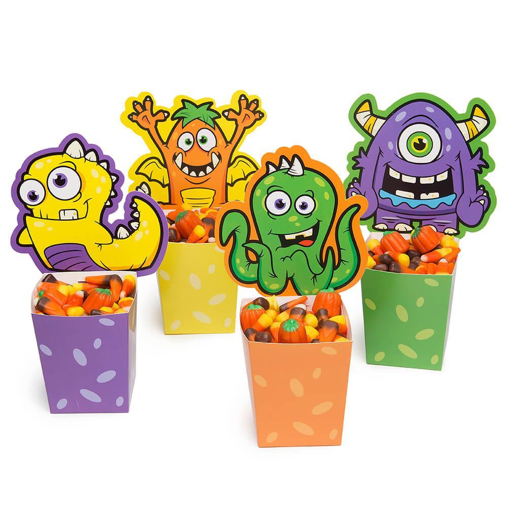 Halloween Monster Paper Candy Buckets - Assorted: 12-Piece Set - Candy Warehouse