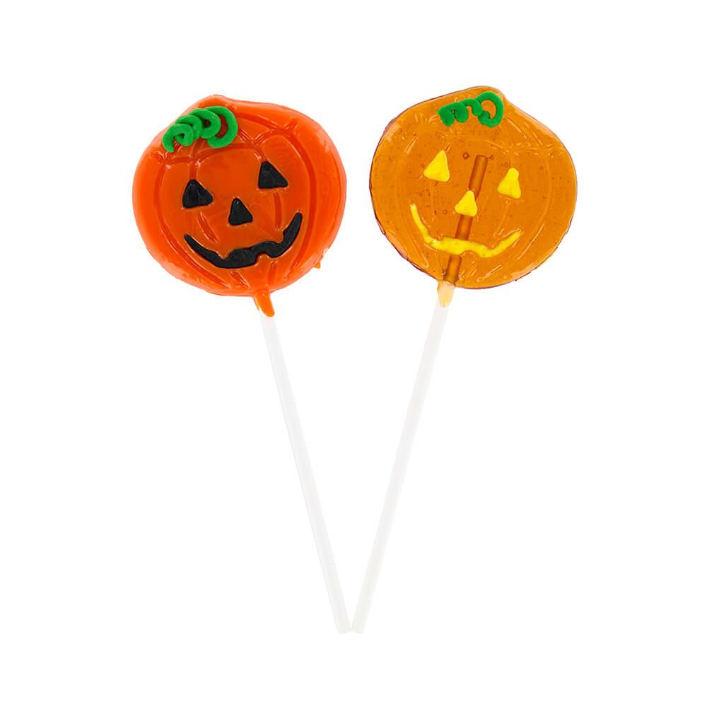 Halloween Pumpkin Hard Candy Lollipops: 12-Piece Pack - Candy Warehouse