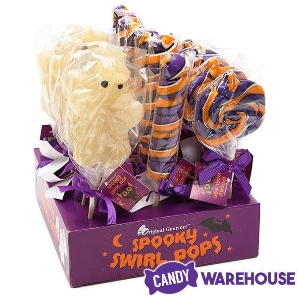 Halloween Swirl Lollipops Assortment: 18-Piece Display - Candy Warehouse