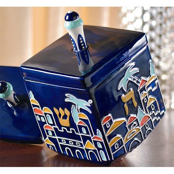 Hanukkah Dreidel Ceramic Candy Dish