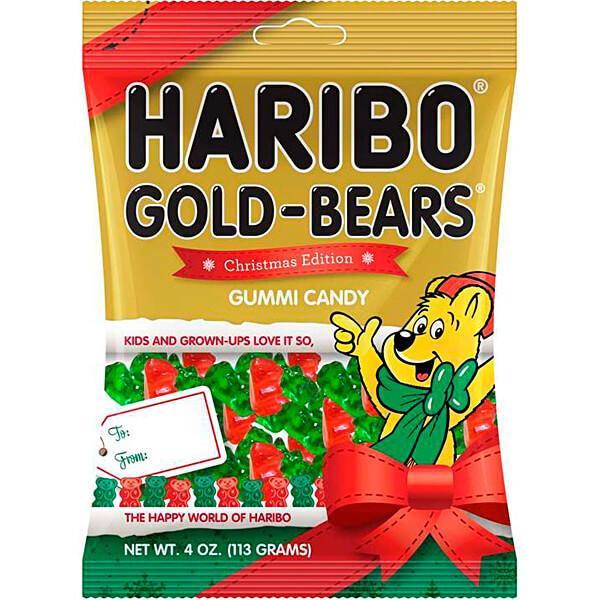 Haribo Christmas Gold-Bears Gummy Bears Candy: 3LB Box - Candy Warehouse