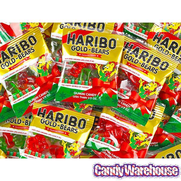 Haribo Christmas Gold-Bears Gummy Bears Candy Fun Packs: 25-Piece Bag - Candy Warehouse