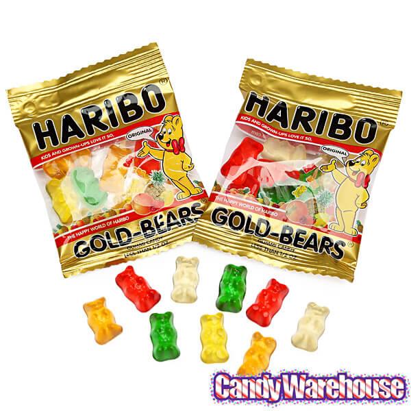 Haribo Gold-Bears Mini Gummy Bears 0.4-Ounce Packs: 24-Piece Bag ...