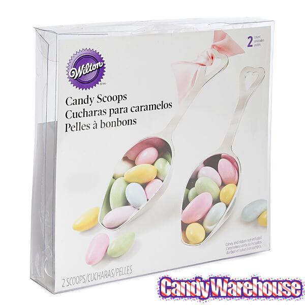 Heart Handled Silver Plastic Candy Scoops: 2-Piece Set - Candy Warehouse