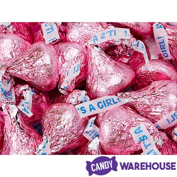 Hershey Kisses It's a Girl Pink Foiled Milk Chocolate Candy: 7-Ounce Bag - Candy Warehouse