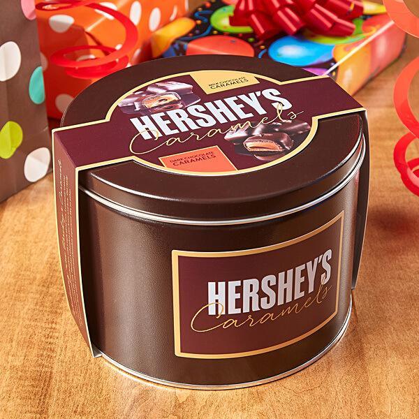 Hershey's Caramels - Milk and Dark Chocolate Caramel Candy: 2.5LB Gift Tin - Candy Warehouse