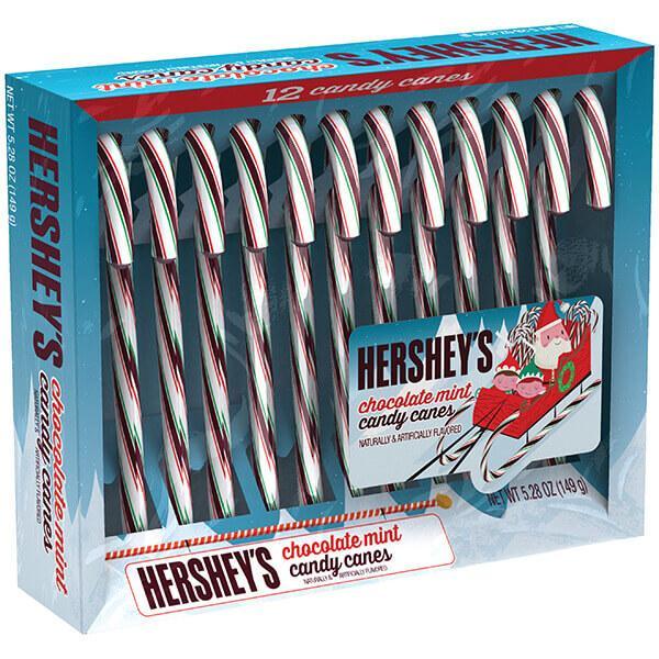 Hershey's Chocolate Mint Candy Canes: 12-Piece Box - Candy Warehouse