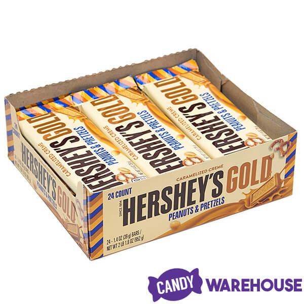 Hershey's Gold with Peanuts and Pretzels Candy Bars: 24-Piece Box - Candy Warehouse