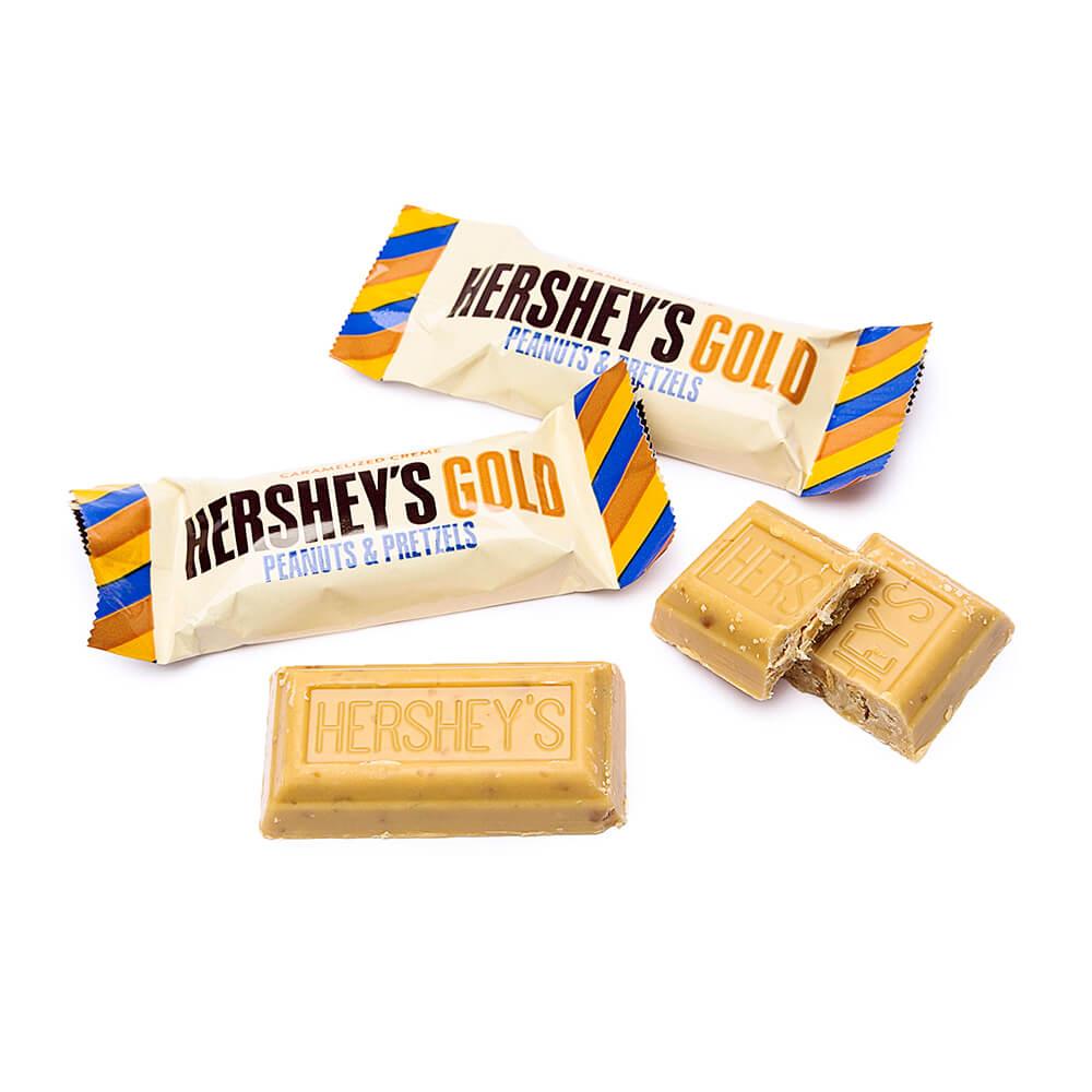 Hershey's Gold with Peanuts and Pretzels Snack Size Candy Bars: 42-Piece Bag - Candy Warehouse