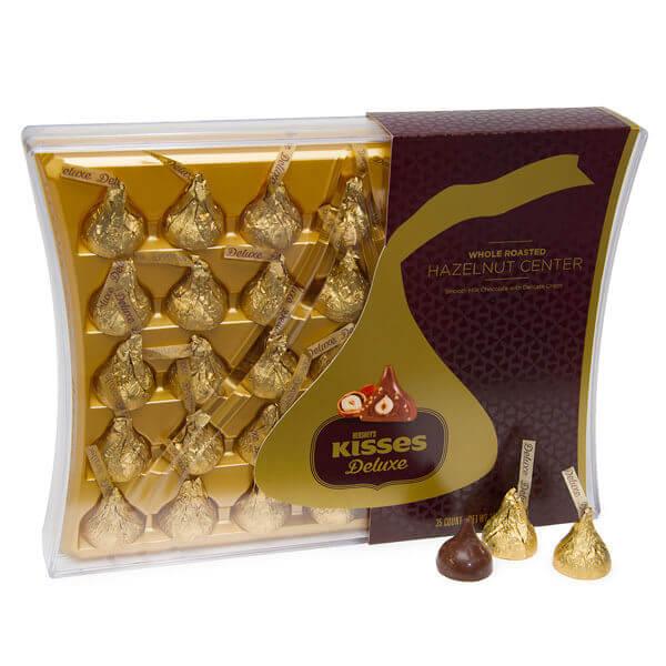 Hershey's Hazelnut Kisses Deluxe Premium Collection: 35-Piece Acrylic Gift Box - Candy Warehouse