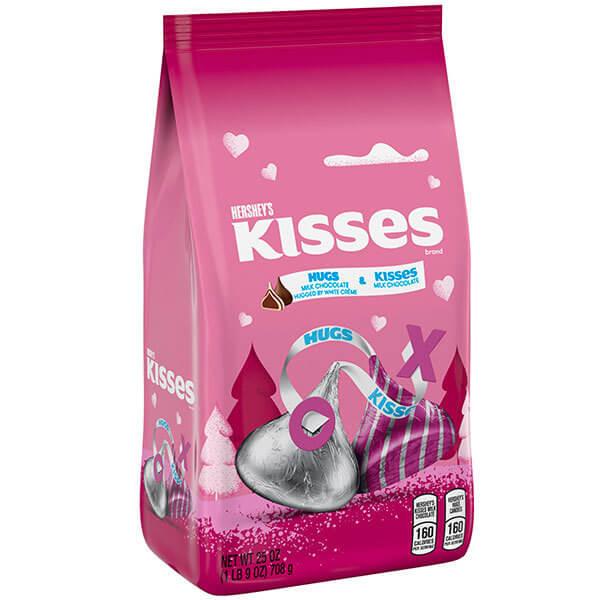 Hershey's Hugs & Kisses Pink and Silver Foiled Chocolate Candy: 150-Piece Bag - Candy Warehouse