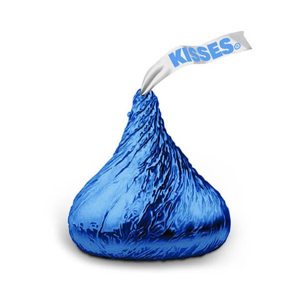 Hershey's Kisses Dark Blue Foiled Milk Chocolate Candy: 400-Piece Bag - Candy Warehouse