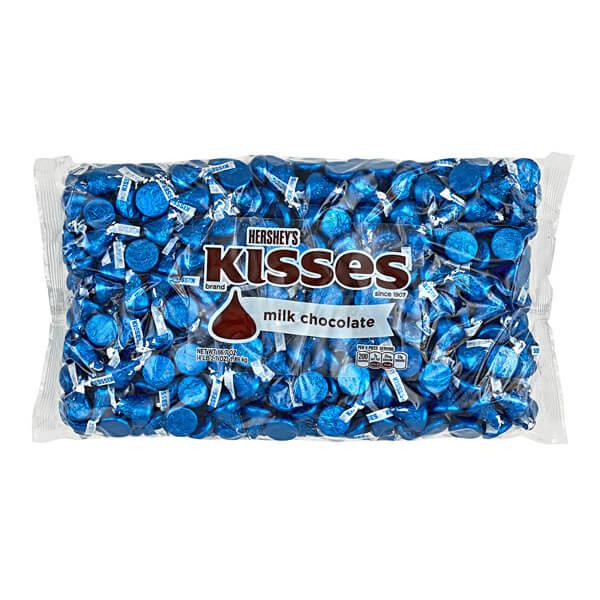 Hershey's Kisses Dark Blue Foiled Milk Chocolate Candy: 400-Piece Bag - Candy Warehouse