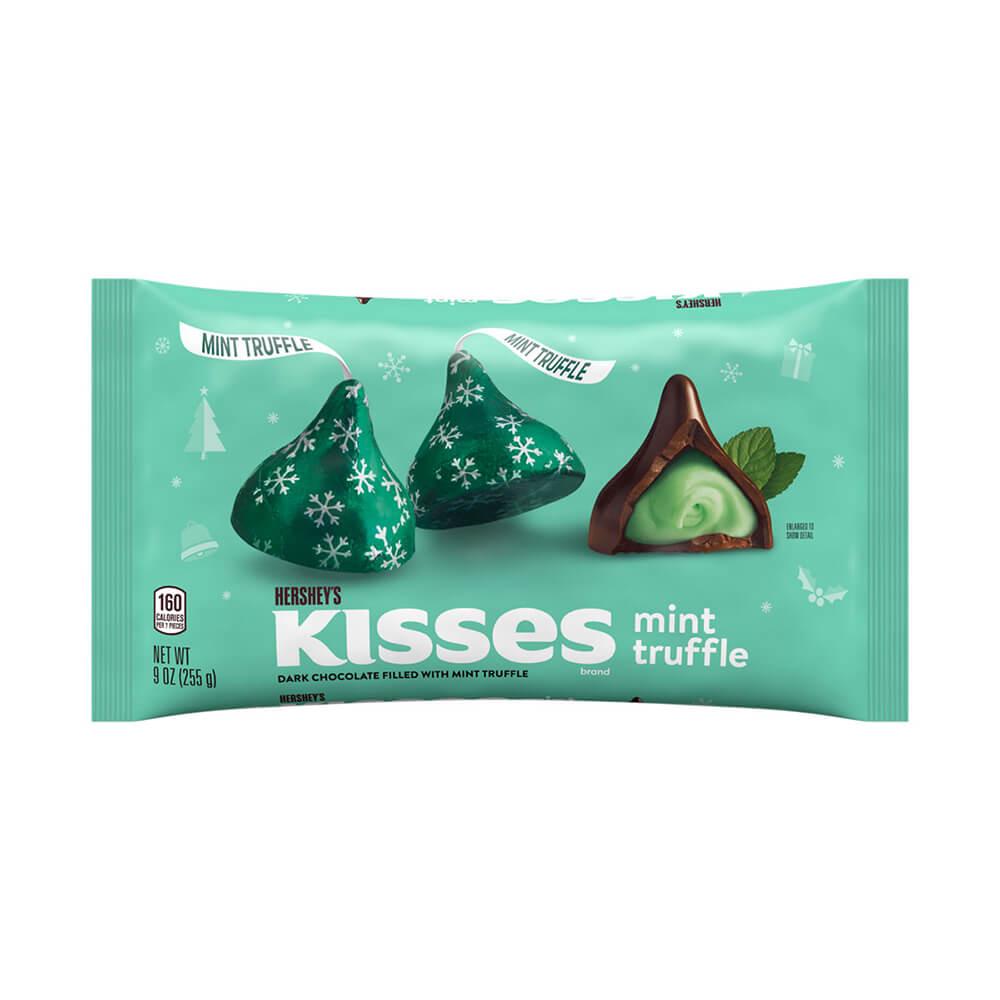 Hershey&#39;s Kisses Dark Chocolates with Mint Truffle Filling: 9-Ounce Bag - Candy Warehouse