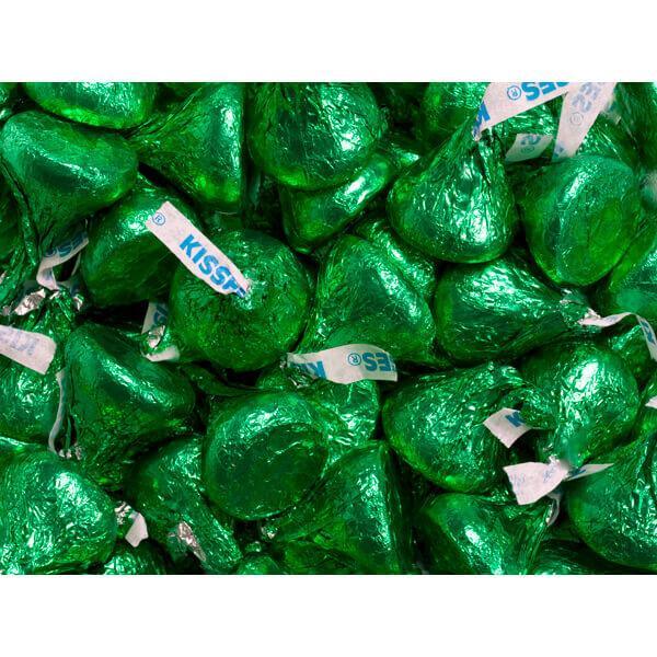 Hershey's Kisses Dark Green Foiled Milk Chocolate Candy: 400-Piece Bag - Candy Warehouse