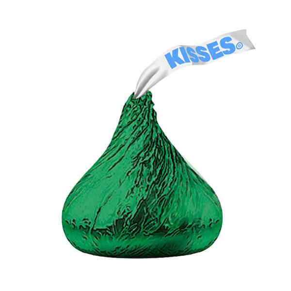 Hershey's Kisses Dark Green Foiled Milk Chocolate Candy: 400-Piece Bag - Candy Warehouse