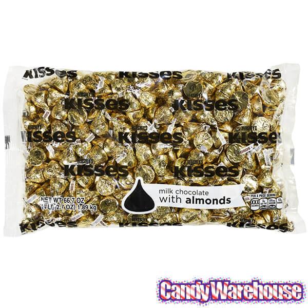 Hershey's Kisses Gold Foiled Milk Chocolate with Almonds Candy: 400-Piece Bag - Candy Warehouse