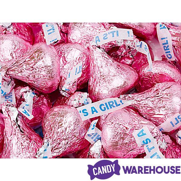 Hershey&#39;s Kisses It&#39;s a Girl Pink Foiled Milk Chocolate Candy: 3LB Bag - Candy Warehouse