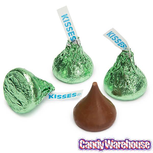 Hershey's Kisses Kiwi Green Foiled Milk Chocolate Candy: 400-Piece Bag - Candy Warehouse