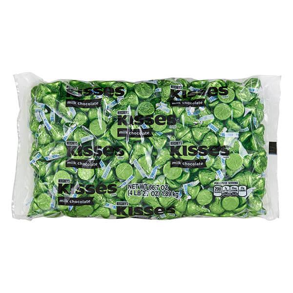 Hershey's Kisses Kiwi Green Foiled Milk Chocolate Candy: 400-Piece Bag - Candy Warehouse