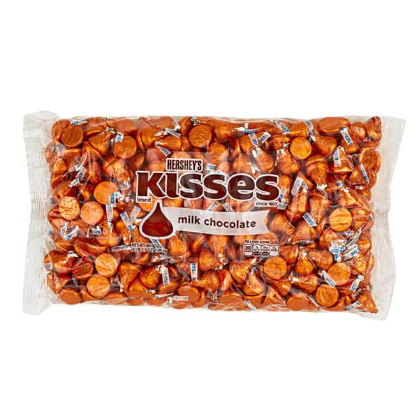 Hershey's Kisses Orange Foiled Milk Chocolate Candy: 400-Piece Bag - Candy Warehouse